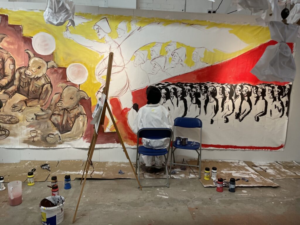 Tetiten Swarane Tandur - "Hear the Seeds Sing" Mural painting in progress