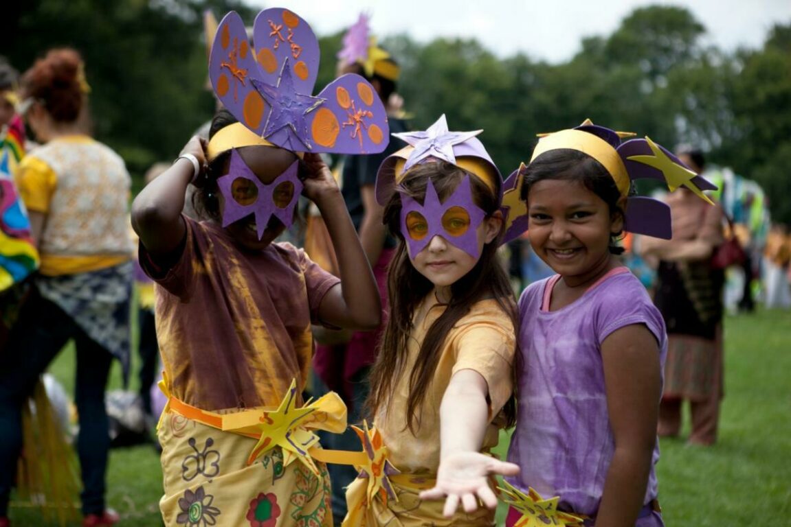 Children in star masks and costumes
